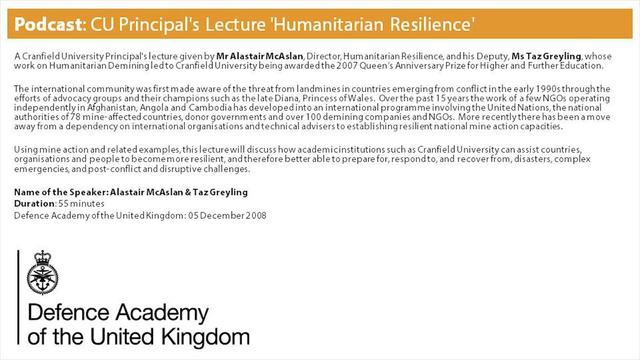 Podcast: CU Principal's Lecture 'Humanitarian Resilience' смотреть онлайн