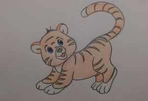Как нарисовать тигра детям \\ тигренок // рисование карандашом