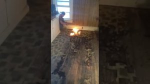 Burning wood floor