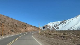 Опасные горные дороги, перевал, заснеженные вершины, прибытие в Las Leñas