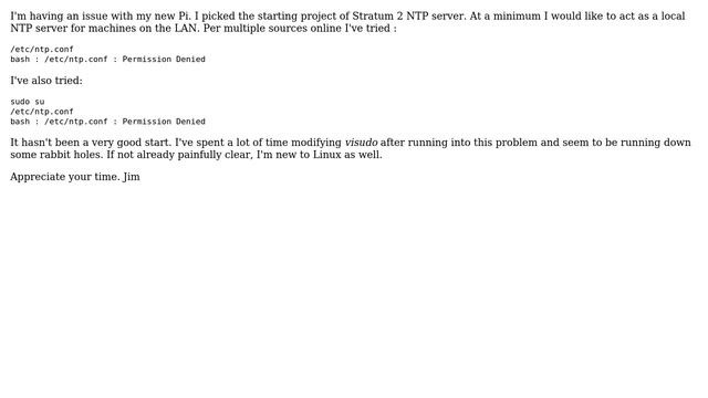 Raspberry Pi: ntp.conf Permission Denied on Pi3 смотреть онлайн