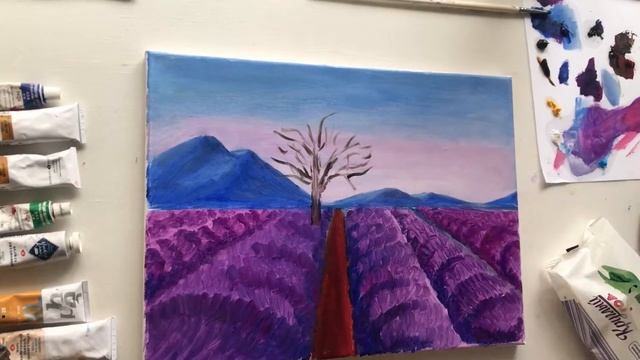 Как написать картину маслом! Мастер класс по написанию лавандового поля! . MK lavanda oil painting