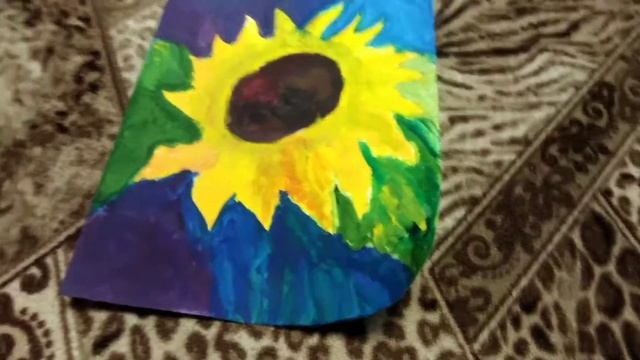 Подсолнух нарисованный гуашью смотреть онлайн