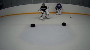 Упражнение на льду, восьмерка + Т-образный шаг.