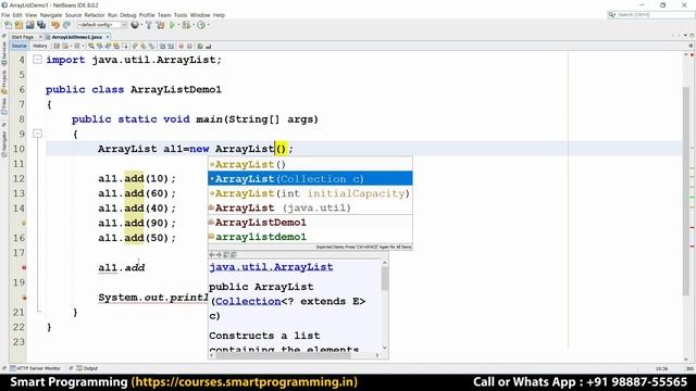 ArrayList Constructors & Methods; ArrayList properties practical explanation in Java by Deepak