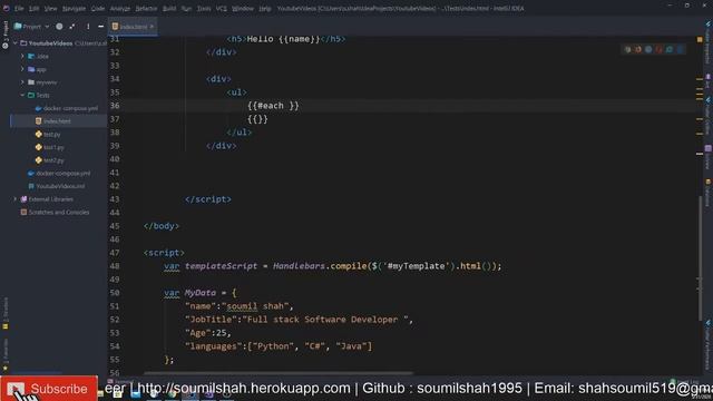 Getting started with Handlebars JS #2 for each loop