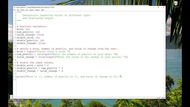 Python input, output, string formatting, escape sequences. Problem Solving w/Python Ch 2 Lecture 3