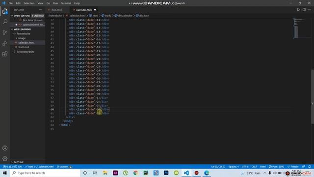 How to make calendars in visual studio code use HTML & CSS |Jubaer Learning Tech