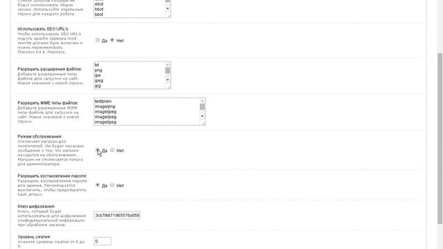 Включение режима обслуживания OpenCart