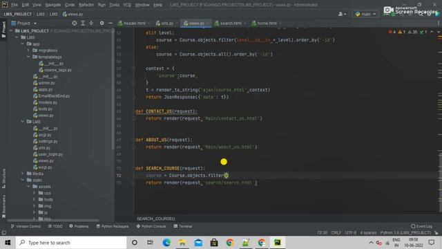 #17 Search Course Using Course Name | Django Search Function Using Icontains #python3 #django