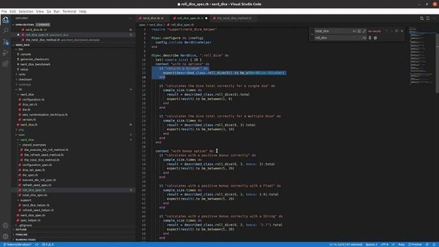 Codecast: Create a RubyGem 48: Add roll_dice method to NerdDice module смотреть онлайн