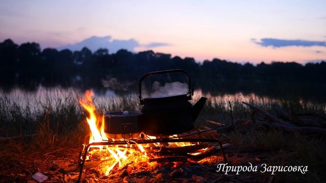 МЕДИТАЦИЯ НА ОГОНЬ - у Kостра на Природе Слушаем ЗВУКИ ПРИРОДЫ | Дрова Горят - ЧАЙНИК ЗАКИПАЕТ ??