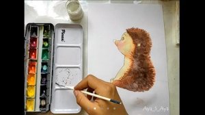 мастер-класс "Ежик" видео-урок акварелью