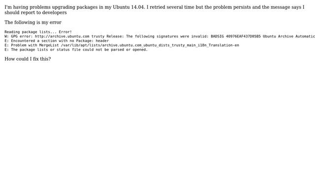 Ubuntu: Reading package lists... Error! GPG error and problem with Mergelist смотреть онлайн