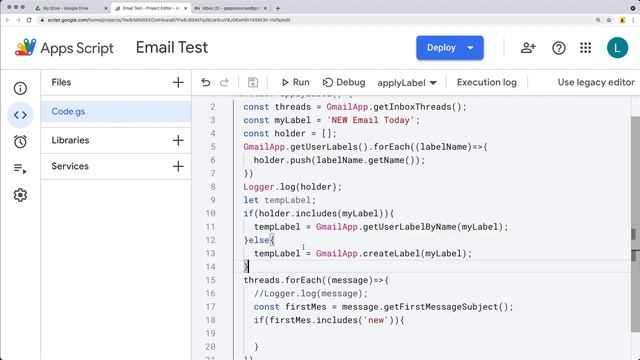 Apps Script GmailApp Class Gmail Labels Messages and Threads coding examples