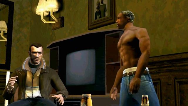 CJ, Нико, Клод и Томми играют в домино смотреть онлайн