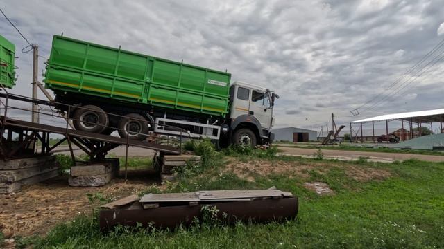 Новый Зерновоз Beiben с прицепом, заезд на особую эстакаду в хозяйстве. Справимся?