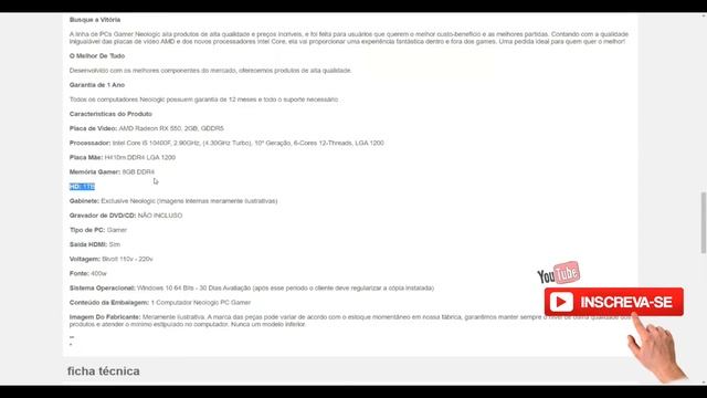 PC Gamer Neologic NLI81935 Intel i5-10400F 8GB (RX 550 2GB) 1TB смотреть онлайн