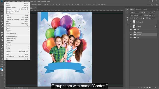 How to Design Kids Birthday Party Invitation/Flyer in Photoshop смотреть онлайн