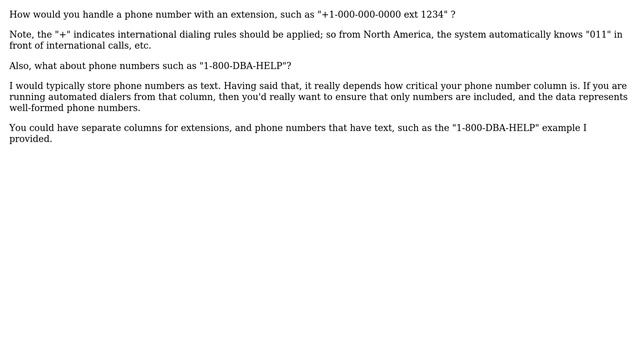 Databases: Datatype for phone number: VARCHAR, INT or BIGINT? (4 Solutions!!) смотреть онлайн