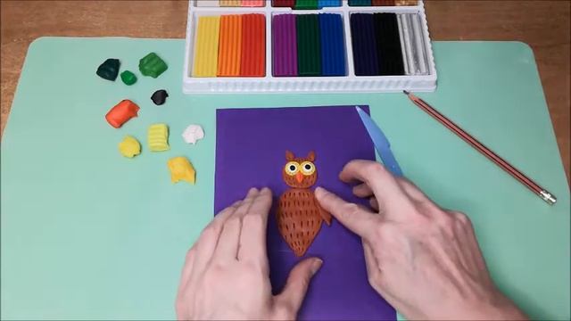 Как слепить филина из пластилина на картоне. Рельеф. Пластилинография. смотреть онлайн