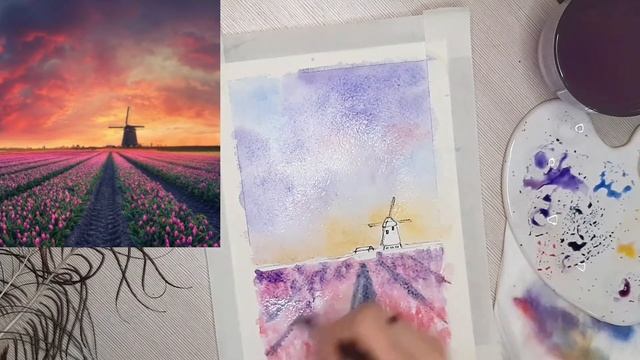 Как нарисовать пейзаж акварелью? смотреть онлайн