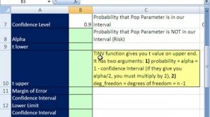 Excel Statistics 82: Confidence Interval Sigma Not Known TINV function