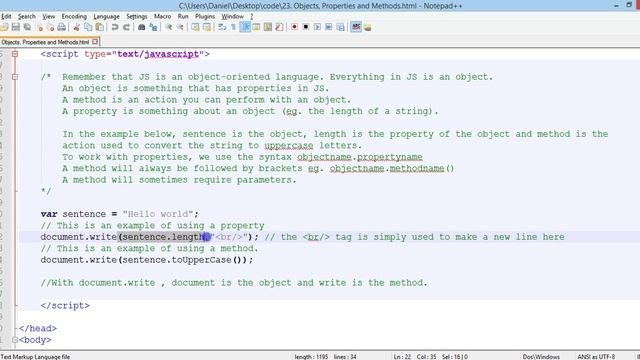 JavaScript Tutorial 19 - Objects, properties,and methods in JS