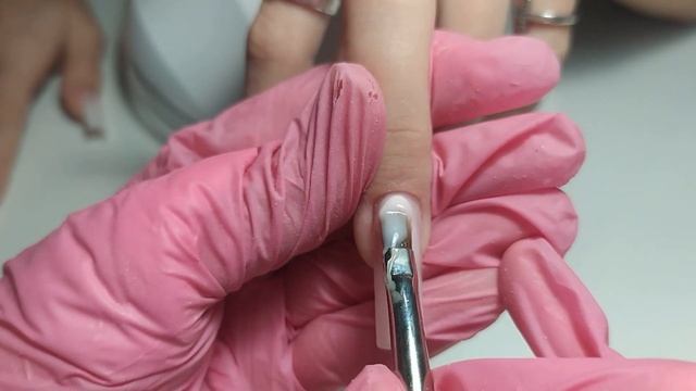 Арочный квадрат гелем на верхние формы. Дизайн мультяшка-френч/Развод от ахреневшего работодателя