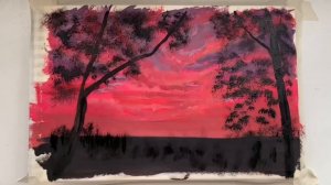 How to Paint Sunset | как нарисовать закат | Розовый Закат | Рисуем  Гуашью | 水粉画 | グアッシュ| 구 아슈