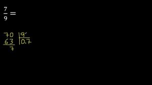 7/9 a decimal , convertir fraccion a decimal