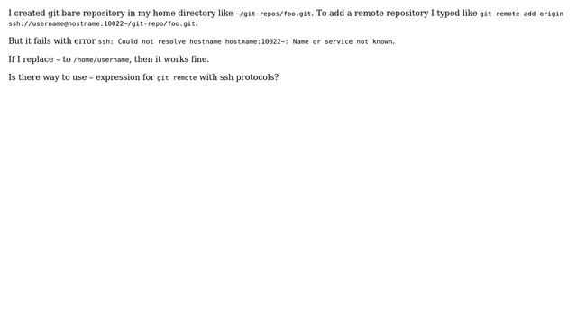 Unix & Linux: `git remote add` to home dir by `~` expression смотреть онлайн