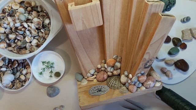 Подставка для ножей, реставрация! Супер декор ракушками и морскими материалами. Поделки из ракушек! смотреть онлайн