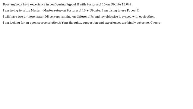 Databases: Master - Master setup on Postgresql 10 + Ubuntu 18.04 + Pgpool II смотреть онлайн