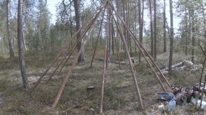 Строительство чума в лесу. Часть1. #чум #строительство_чума