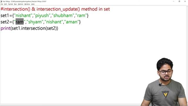 Intersection & Intersection_update Method in set || Python Tutorial in HIndi || Tutorial 104
