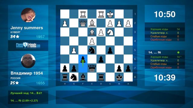 Chess Game Analysis: Jenny summers - Владимир 1954 : 1-0 (By ChessFriends.com) смотреть онлайн