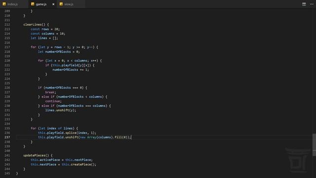 Tetris на JavaScript #6 - Удаление линий и счёт игры смотреть онлайн