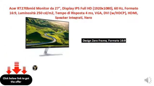 Acer RT270bmid Monitor da 27, Display IPS Full HD (1920x1080) смотреть онлайн