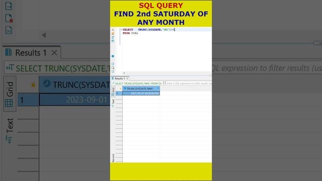 Oracle SQL: SQL Query to Get 2nd  Saturday of Any Month #sqlqueries #sqlinterviewquestions