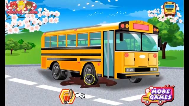 Игра Моем и убираем школьный автобус