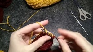 Шарф Гриффиндора спицами из Вита Сапфир и Ализе Суперлана Классик. 1 часть