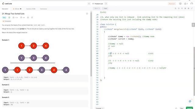 Leet Code - Merging Two Sorted Lists (Singly Linked List and In Place) смотреть онлайн