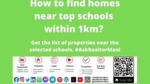 How to find homes near top schools, within 1km?  Get list of properties near school #AskRealtorMani