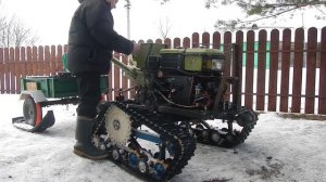 Заводим дизельный мотоблок зимой при -12 градусов