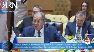 Discours de Sergueï Lavrov à la septième réunion ministérielle Russie-CCG, Riyad, le 9 septembre 202