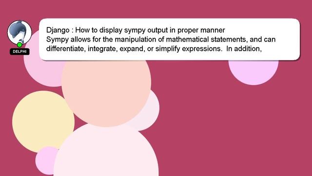 Django : How to display sympy output in proper manner смотреть онлайн