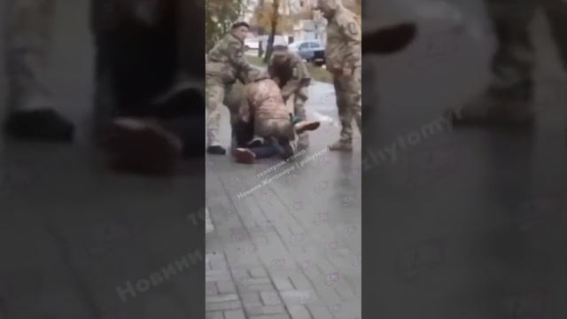 Бійка між працівниками ТЦК та перехожим у Житомирі смотреть онлайн