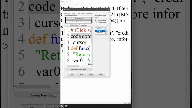 Python IDLE. Как установить темную тему на Python IDLE? /  How to setup dark theme on Python IDLE?
