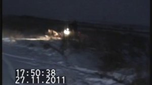 Скутер на цепях зимой.wmv